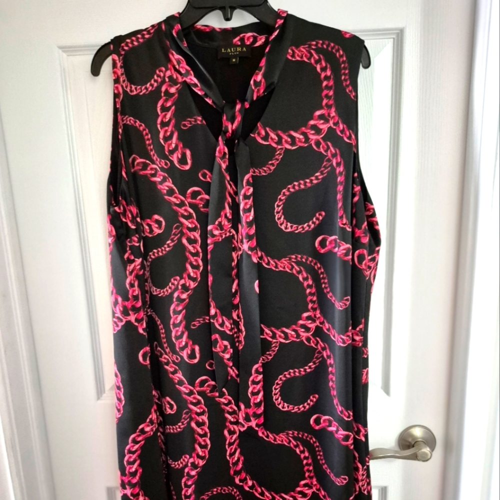 Aura Black and Pink Chain Print Women's Dress